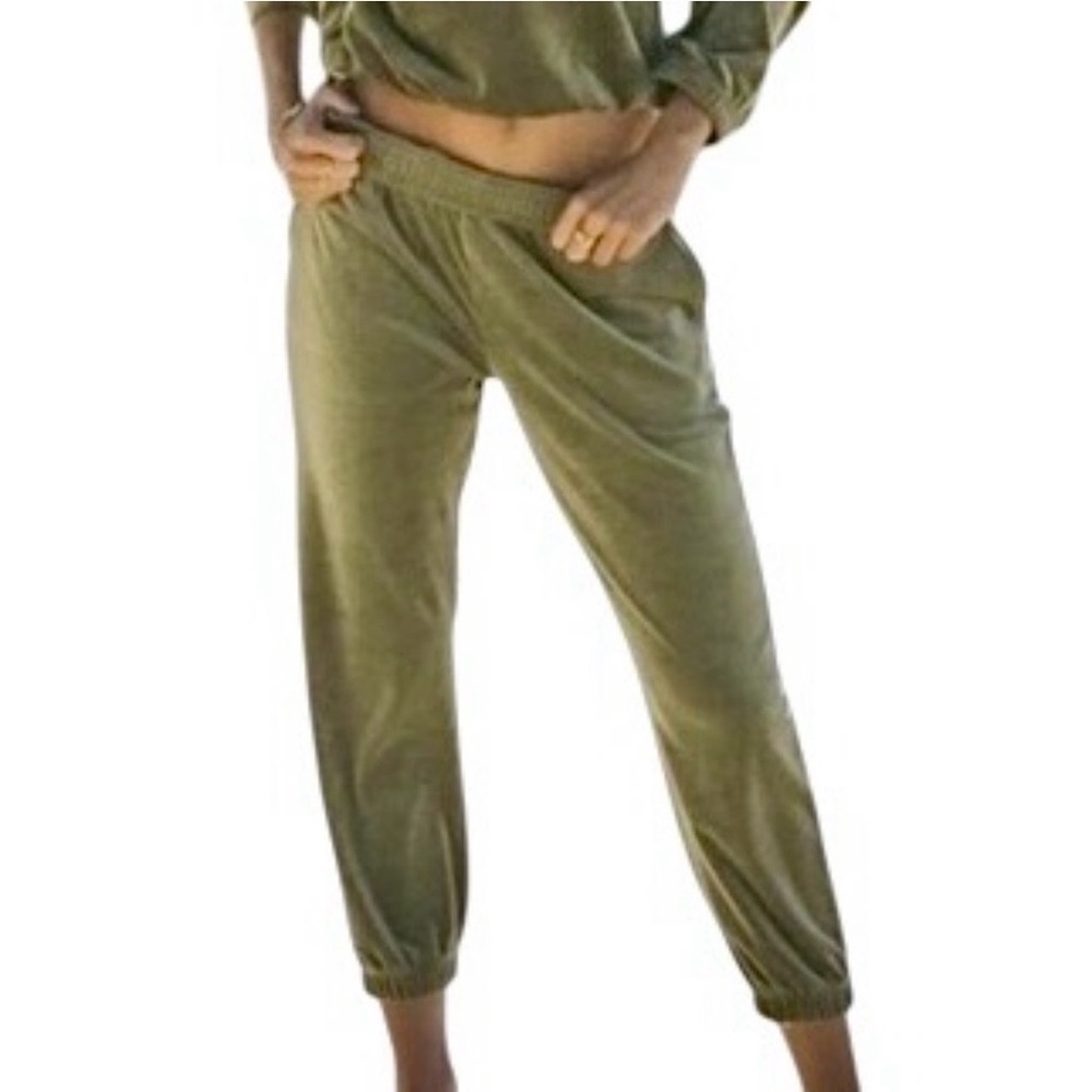 New Araminta James Soft Velour Jogger Track Pants Khaki Green Size XS